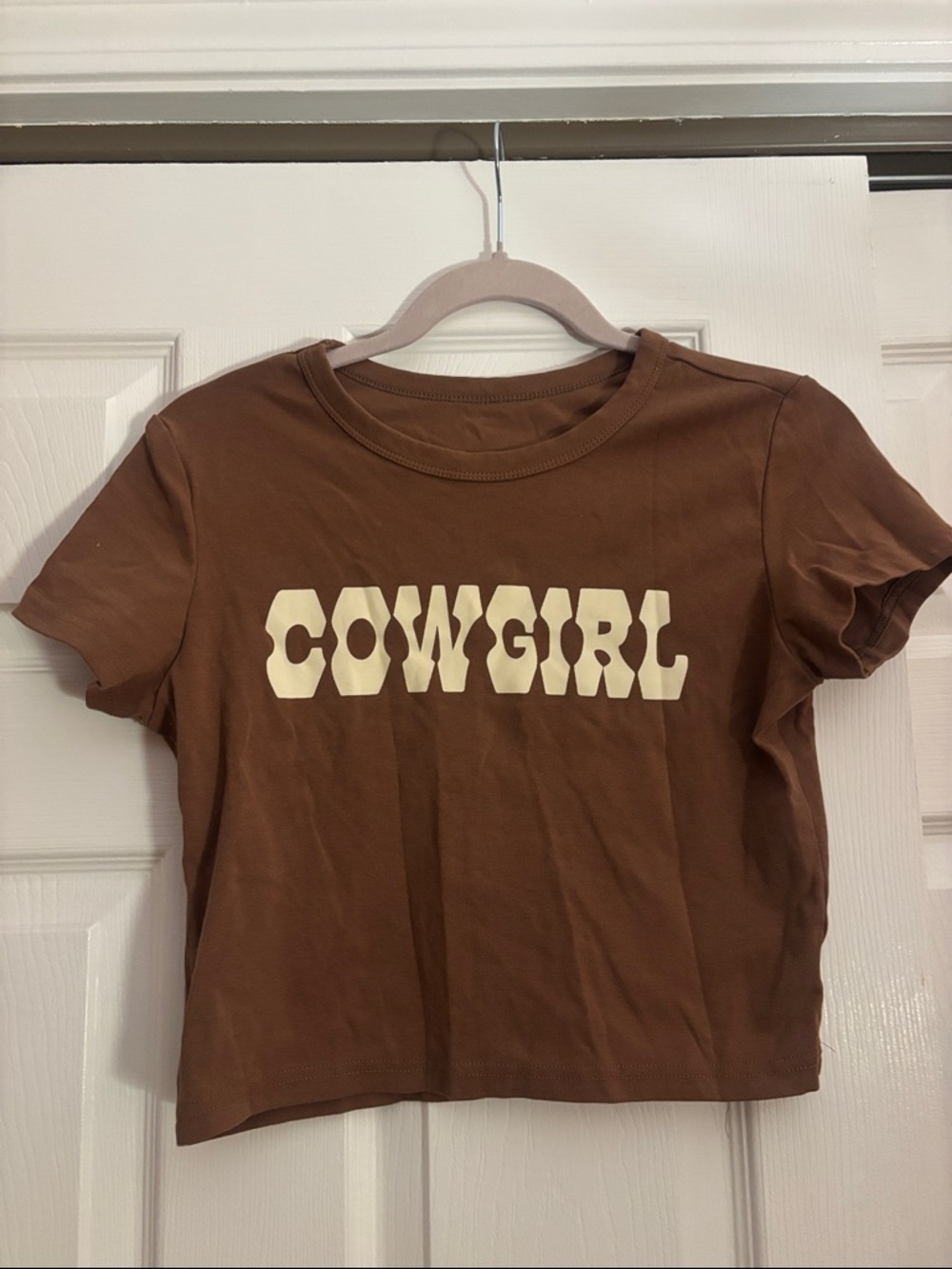 Amazon Brown Cowgirl Graphic Tee with Cream Lettering